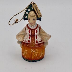 G. Debrekht Woman In Traditional Dress Hand-Painted Resin Christmas Ornament 3"